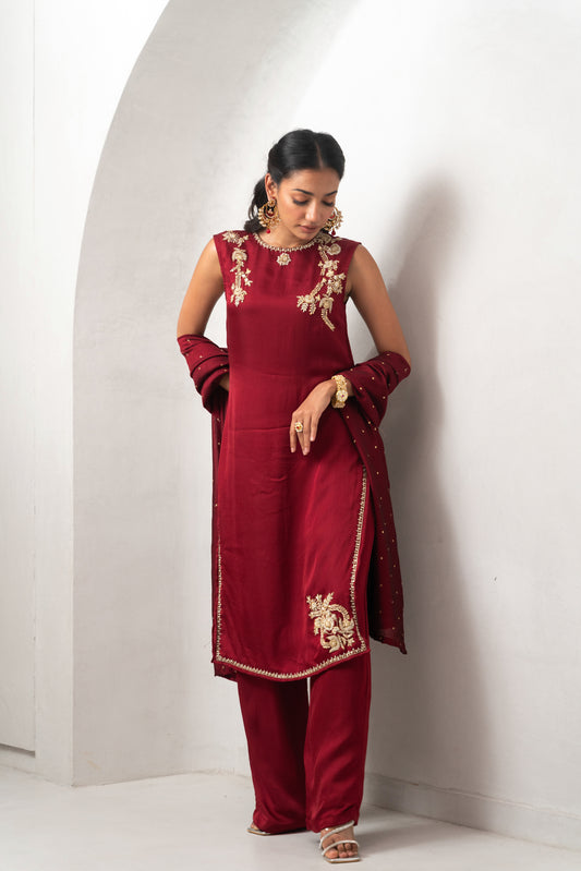 Maroon kurta set