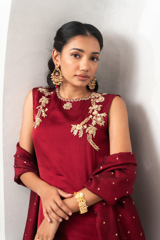 Maroon kurta set