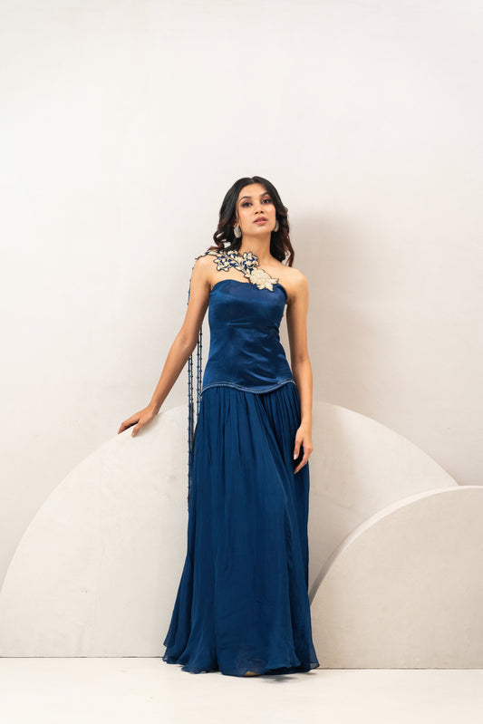 Royal blue corset set