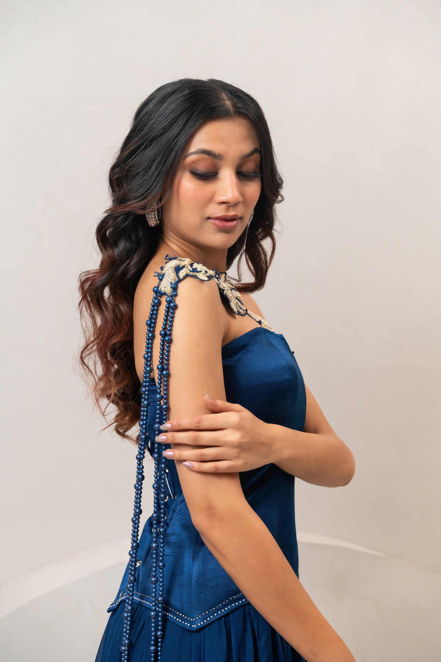 Royal blue corset set