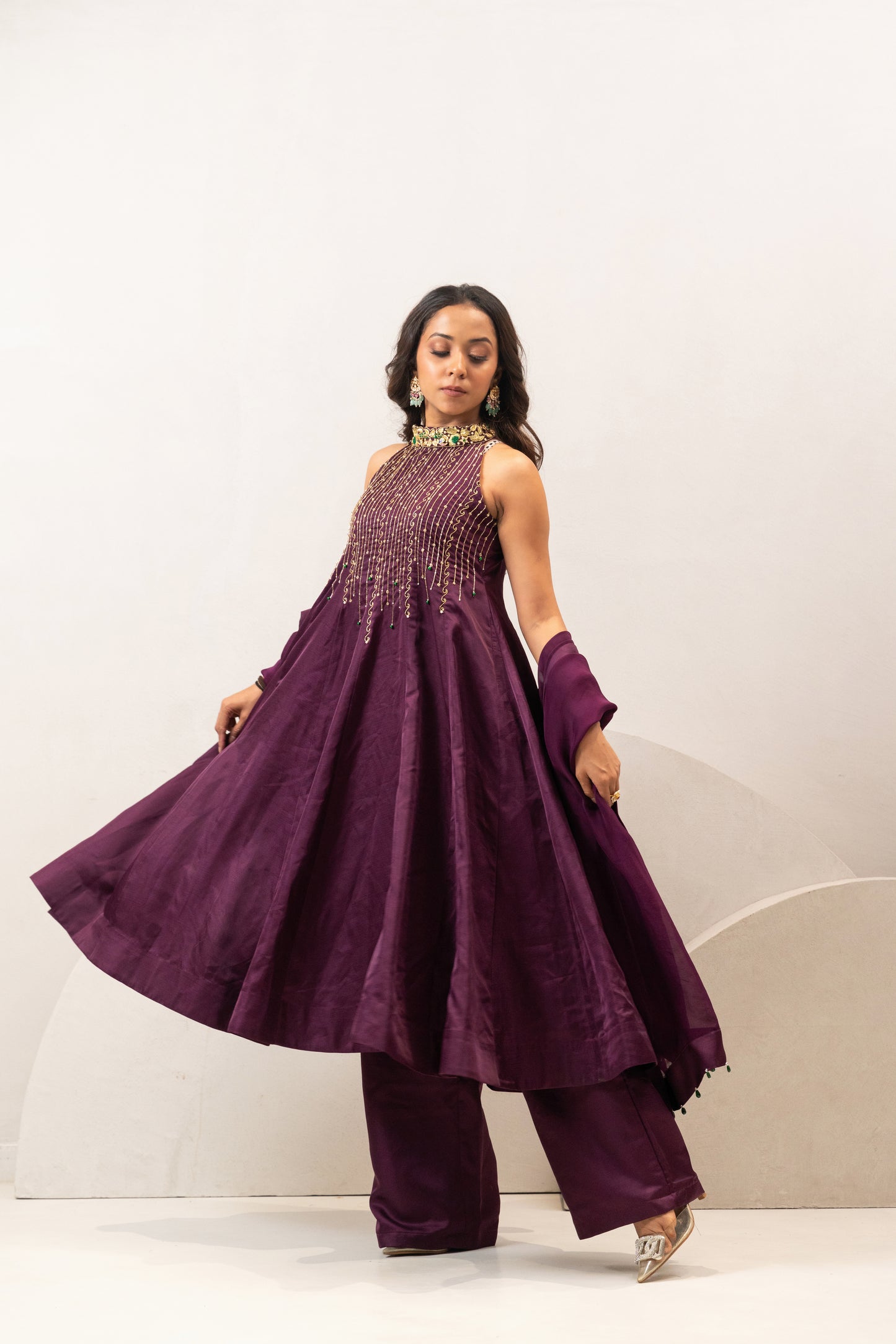 purple Anarkali set