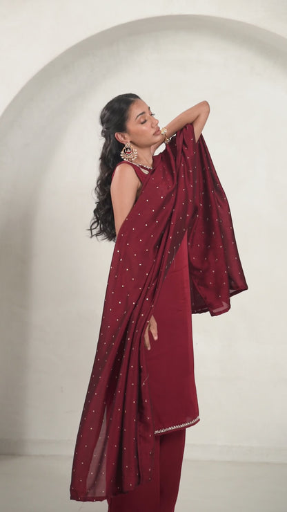 Maroon kurta set