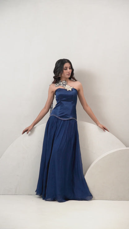 Royal blue corset set